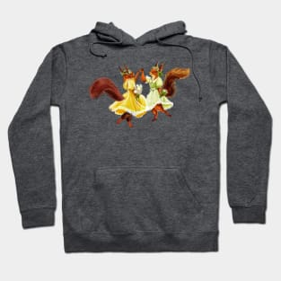 Merry Dance of Squirrels - Watercolour Illustration Hoodie